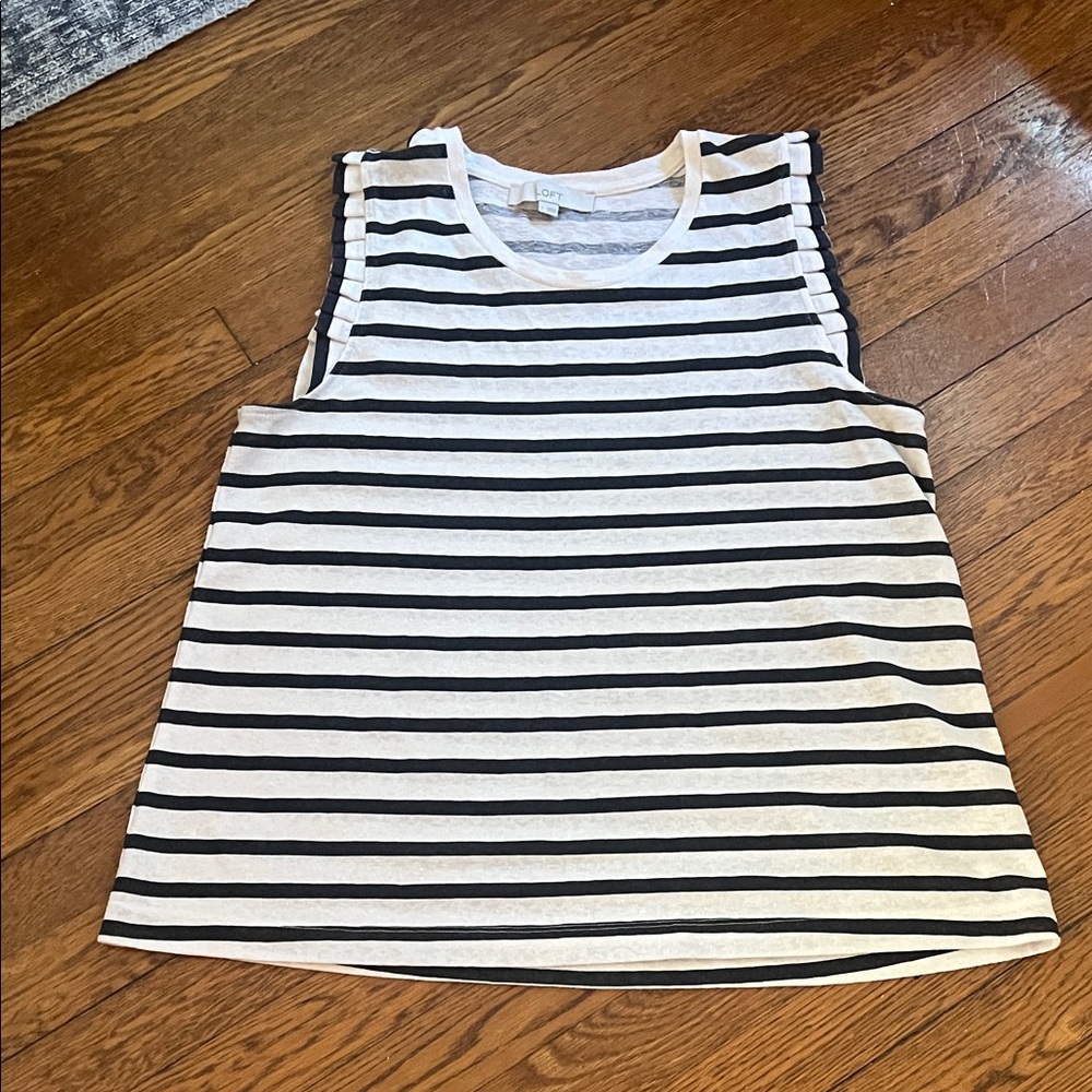 LOFT Navy and White Striped Tank